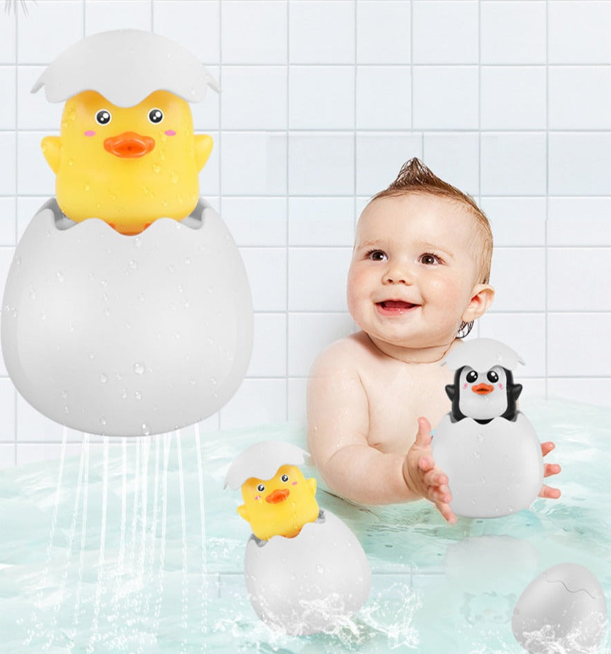 Fidtoy Penguin Hatching Bath Toy for Toddlers – Interactive Egg Water Spray Bath Toy
