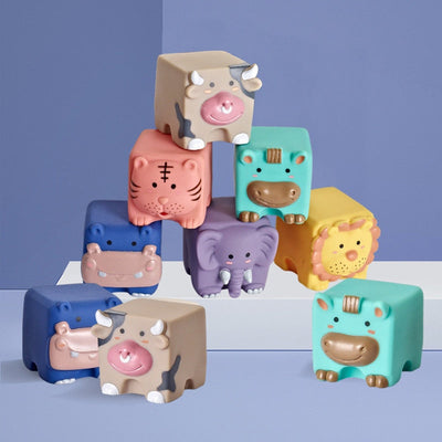 Fidtoy Blocs de construction en silicone pour bébé – Jouets sensoriels souples à empiler pour bébés et tout-petits