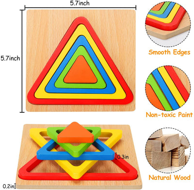 Fidtoy Puzzle en Bois pour Tout-Petits – Jouet Éducatif Montessori d'Apprentissage des Formes pour Enfants de 1 à 6 Ans