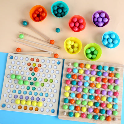 Montessori Wooden Clip Beads Toy – Fine Motor Skills & Hand-Eye Coordination Training Set for Toddlers 3-6 Years