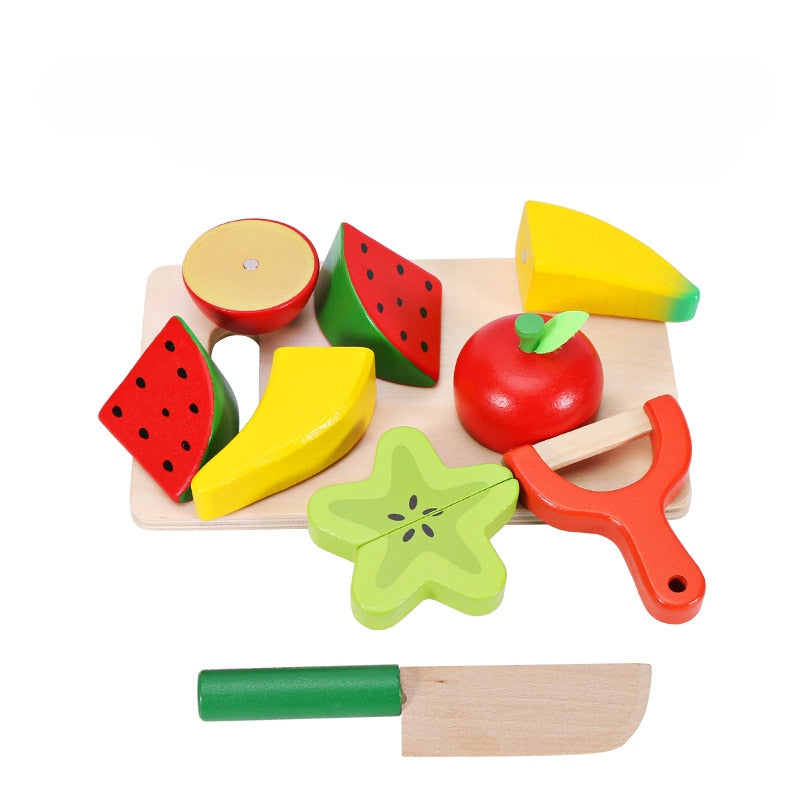 Fidtoy Juego de Alimentos de Madera para Cortar, Juguete Montessori de Imitación