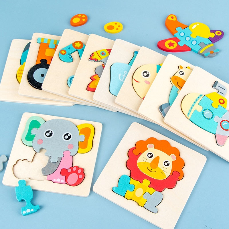Juego de rompecabezas de madera Fidtoy, 6 unidades, juguete de aprendizaje Montessori