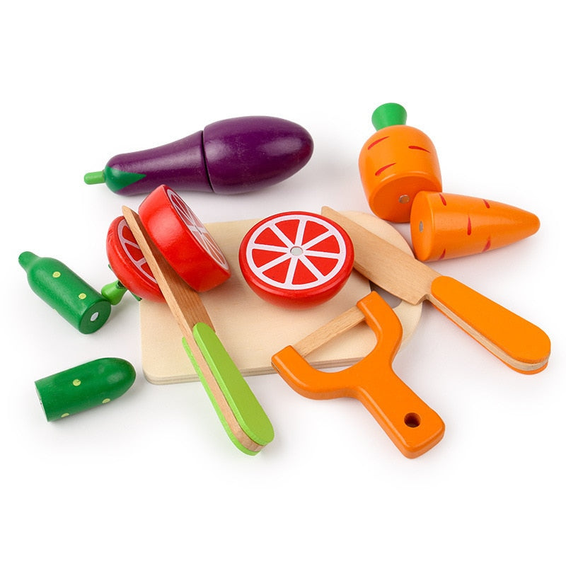 Fidtoy Juego de Alimentos de Madera para Cortar, Juguete Montessori de Imitación
