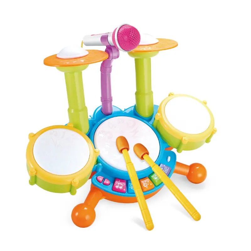 Fidtoy Kids Drum Set with Microphone for Toddlers – Musical Instrument Toy with Lights, Sounds & Interactive Learning