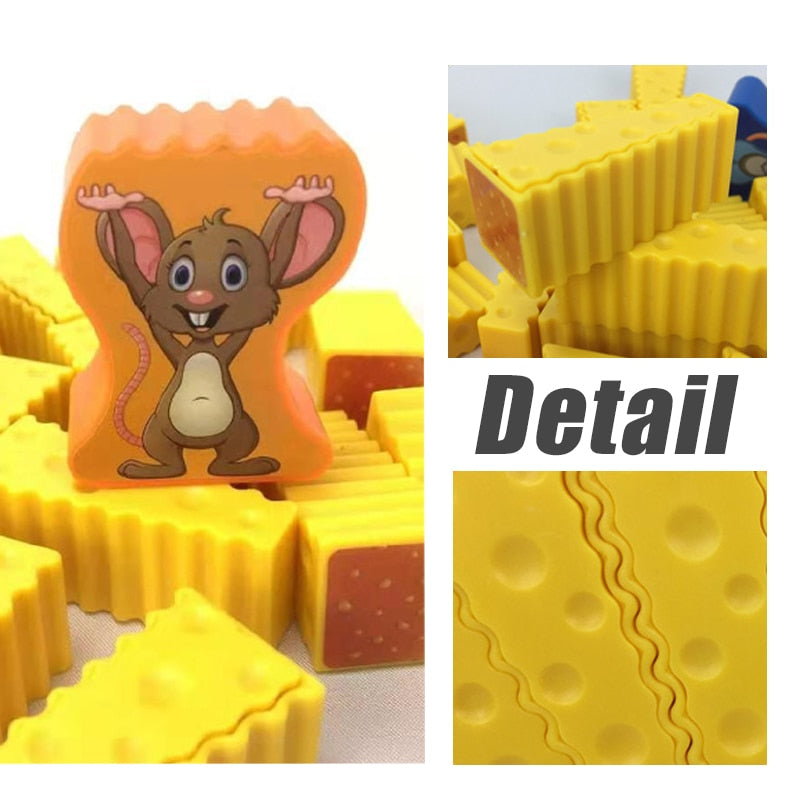 Jeu de Construction et d'Empilement Blocs de Fromage et Souris