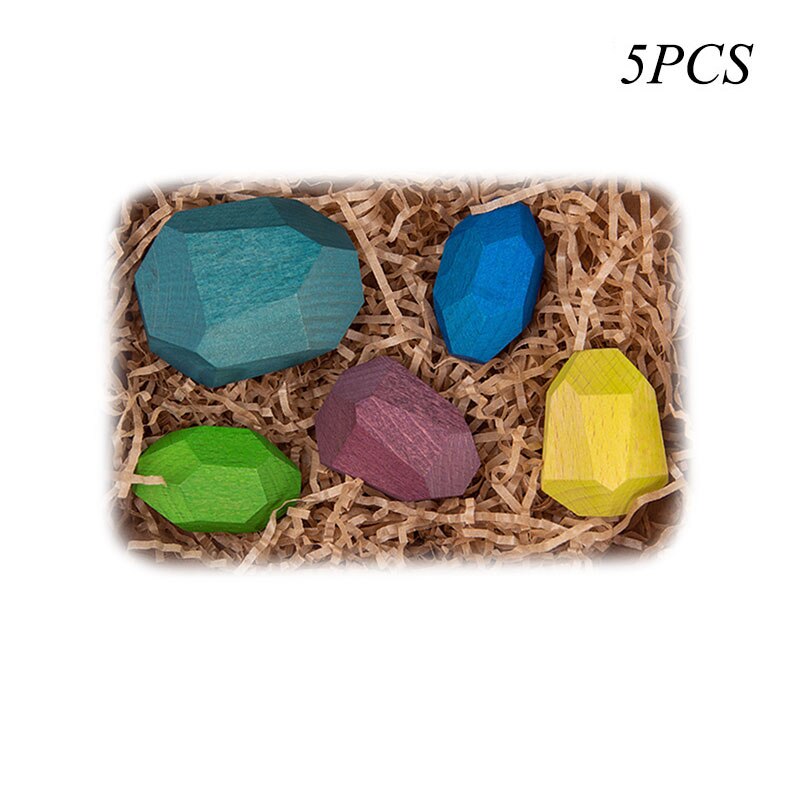 Juguete Montessori de Bloques de Construcción de Piedras de Madera Coloreadas (Coordinación y Concentración)