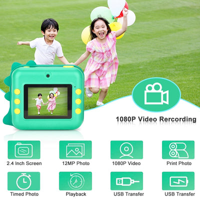 Appareil photo instantané Fidtoy pour enfants – Appareil photo pour tout-petits avec impression thermique et coloriage créatif