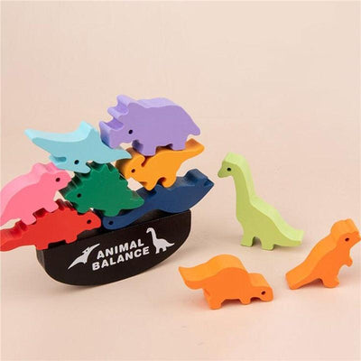 Bloques de equilibrio apilables de madera Montessori de dinosaurios