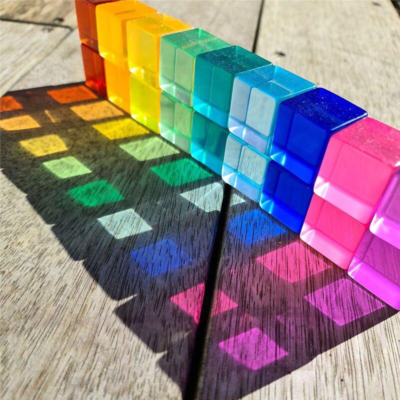 Fidtoy Clear Color Building Cubes – Transparent Acrylic Stacking Blocks for Kids Learning Play