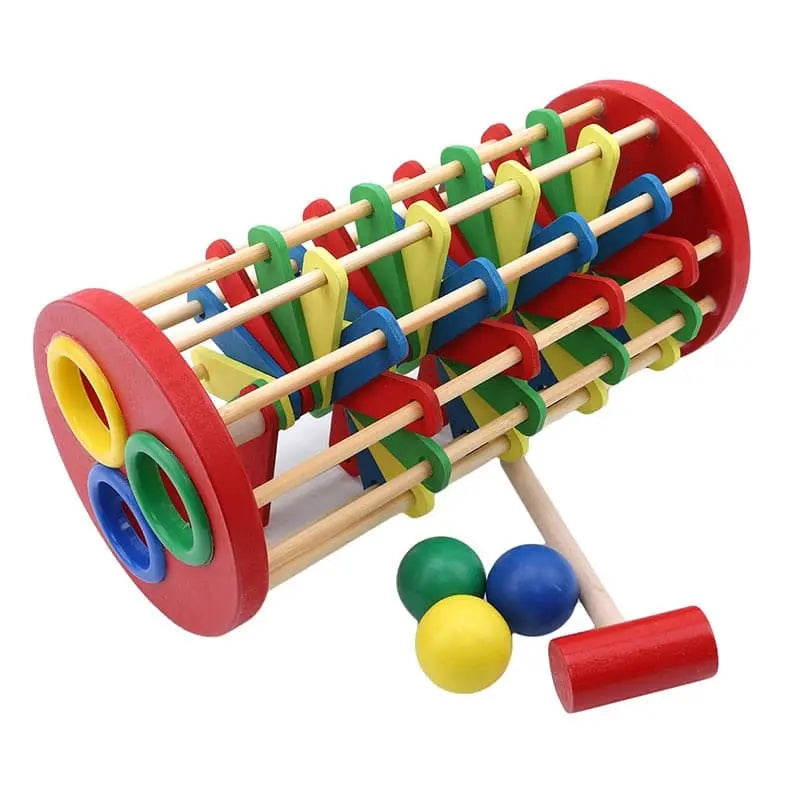 Fidtoy Deluxe Knock, Pound & Roll Hammering Tower – Montessori Wooden Toy for Toddlers