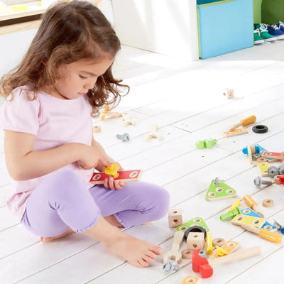 Fidtoy Boîte à Outils en Bois pour Enfants Kit de Construction pour Jeu d'Imitation