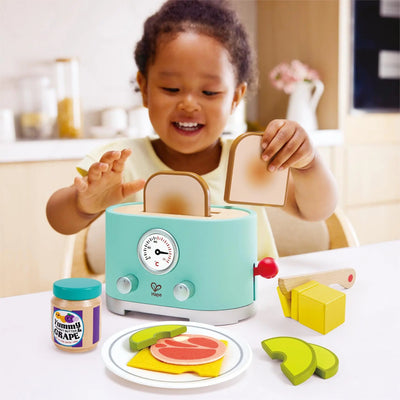 Fidtoy Wooden Toaster Toy Set Kids Pretend Kitchen Play Food