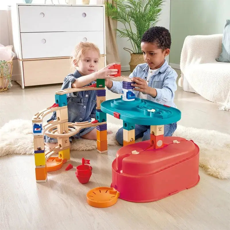 Fidtoy Ensemble de construction de circuit de billes en bois Jouet STEM