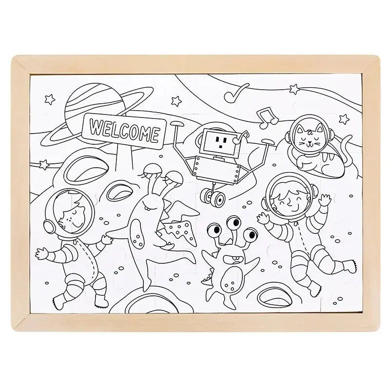Fidtoy Space Adventure Puzzle Coloring Set 48 Piece Kids Toy