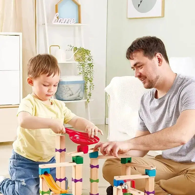 Fidtoy Circuit de billes à construire Piste de course à monter soi-même Jouet de construction pour enfants de 3 ans et plus