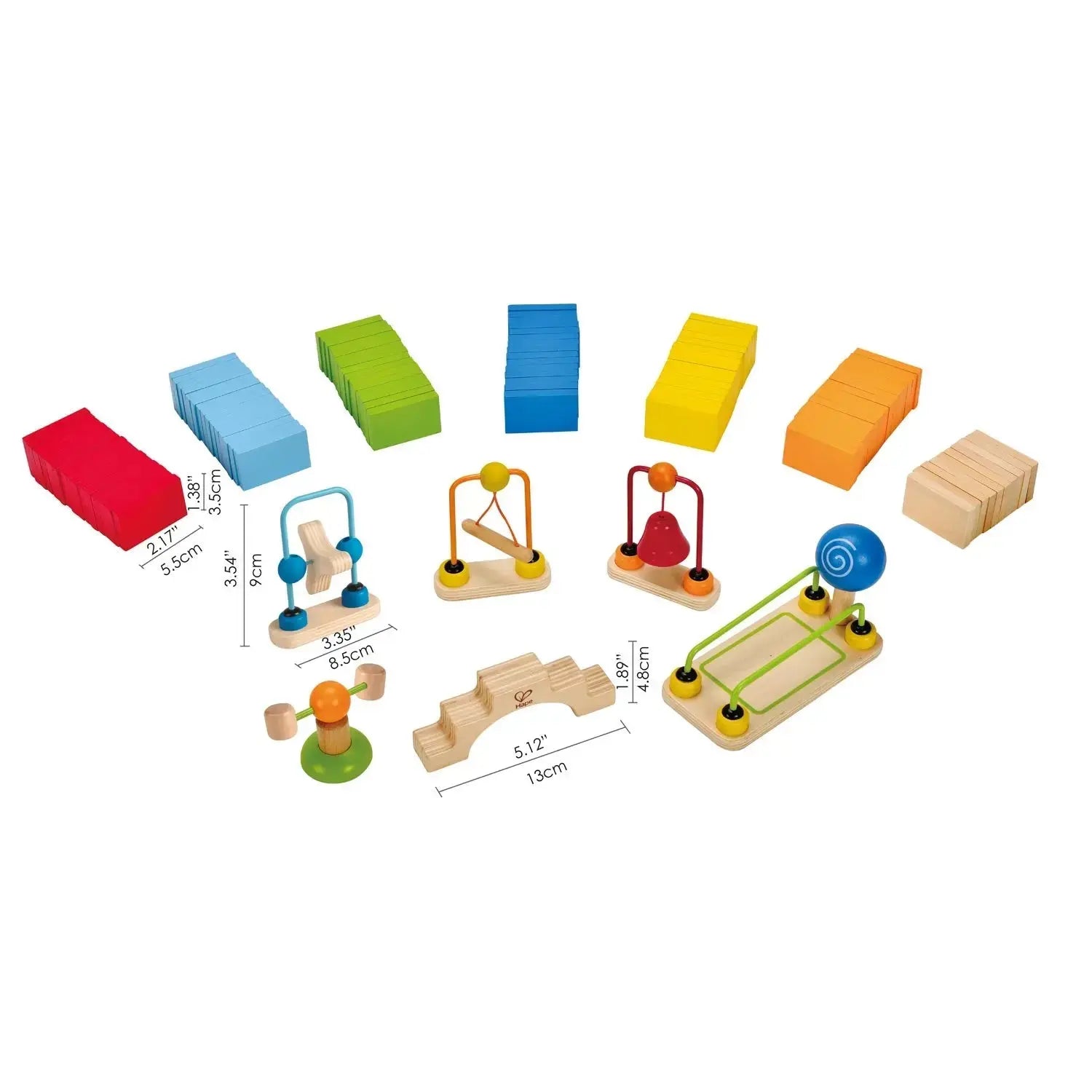 Fidtoy Wooden Domino Race Track Building Set 107 Pieces for Kids 3+