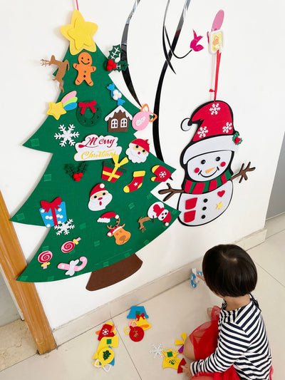 Fidtoy Felt Christmas Tree Set for Kids – DIY Holiday Ornaments, Interactive Toddler Gift