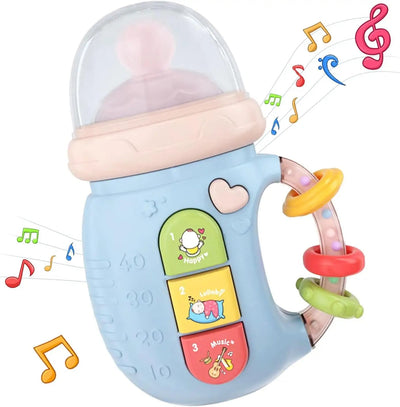 Fidtoy Musical Baby Bottle Toy with Lights and Silicone Teether