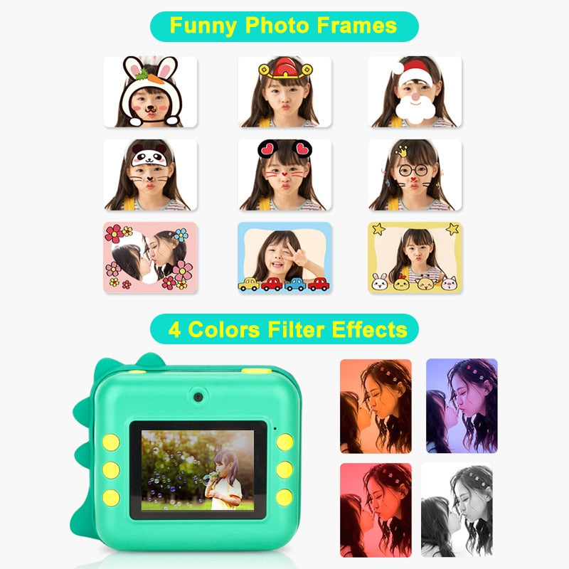 Appareil photo instantané Fidtoy pour enfants – Appareil photo pour tout-petits avec impression thermique et coloriage créatif