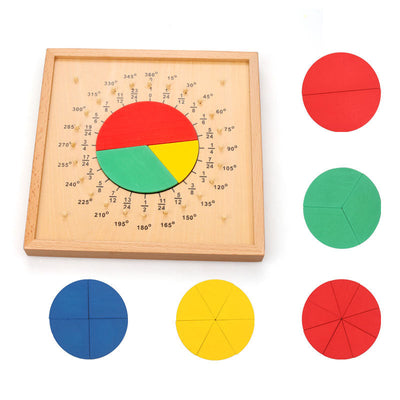 Tablero de Fracciones de Madera para Matemáticas - Materiales Montessori