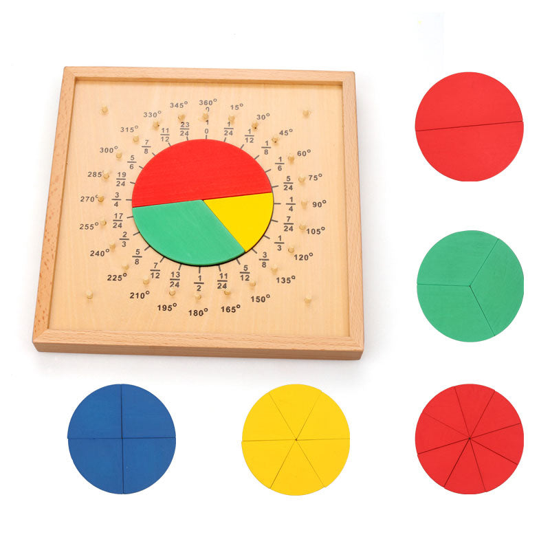 Tablero de Fracciones de Madera para Matemáticas - Materiales Montessori