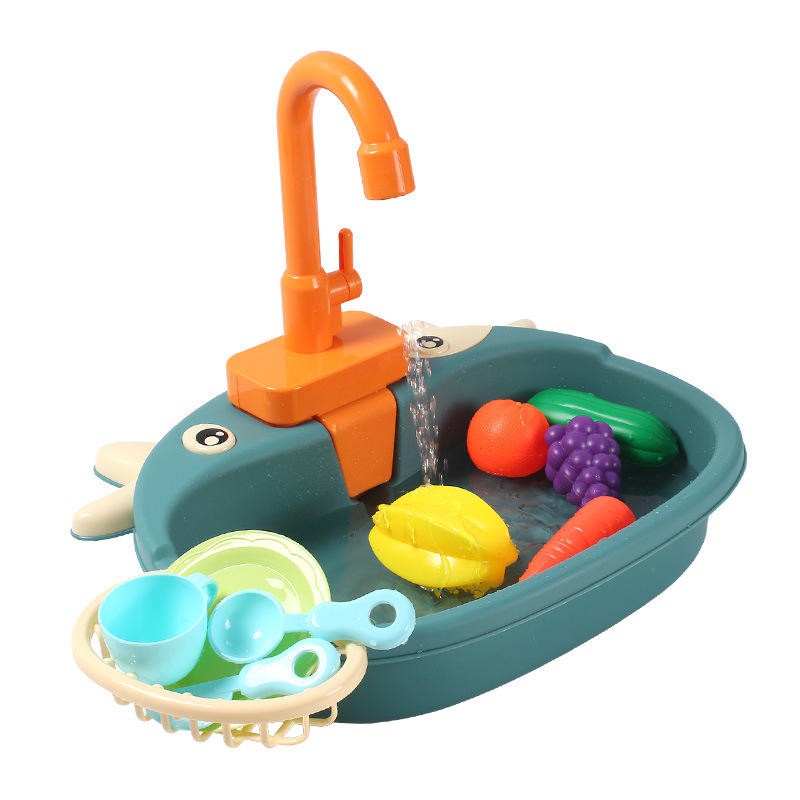 Fidtoy Kids Kitchen Sink Playset with Running Water – Pretend Play Washing Toy for Toddlers