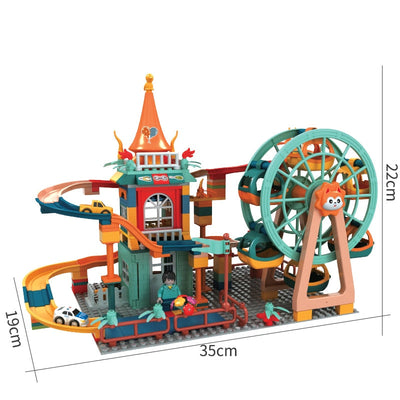Fidtoy Building Blocks Car Run Set – Circuit à billes STEM pour enfants