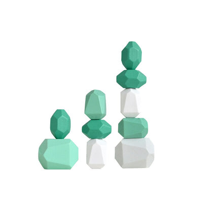 Juguete Montessori de Bloques de Construcción de Piedras de Madera Coloreadas (Coordinación y Concentración)