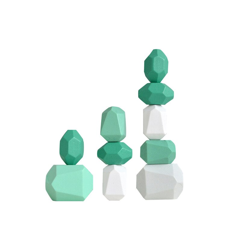 Juguete Montessori de Bloques de Construcción de Piedras de Madera Coloreadas (Coordinación y Concentración)