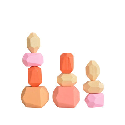 Juguete Montessori de Bloques de Construcción de Piedras de Madera Coloreadas (Coordinación y Concentración)