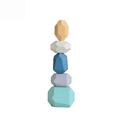 Juguete Montessori de Bloques de Construcción de Piedras de Madera Coloreadas (Coordinación y Concentración)