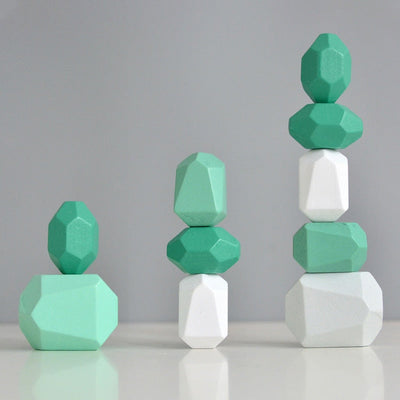 Juguete Montessori de Bloques de Construcción de Piedras de Madera Coloreadas (Coordinación y Concentración)