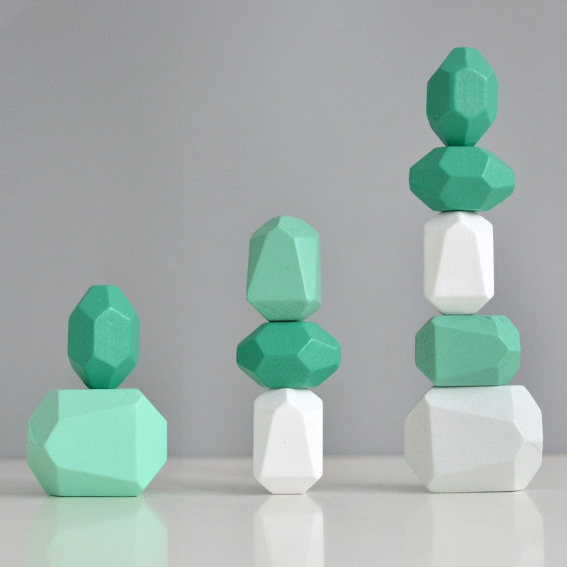 Juguete Montessori de Bloques de Construcción de Piedras de Madera Coloreadas (Coordinación y Concentración)
