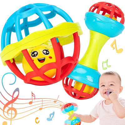 Fidtoy Hochet Bébé Balle et Maracas en ABS Alimentaire Jouet Sensoriel