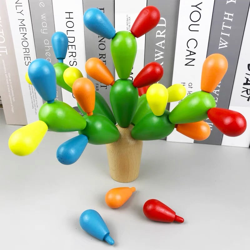 Educational  balance Wooden Balance Building Blocks Cactus children toy