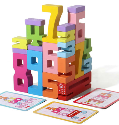 Juego de apilar números de madera – Juguete educativo Montessori para niños
