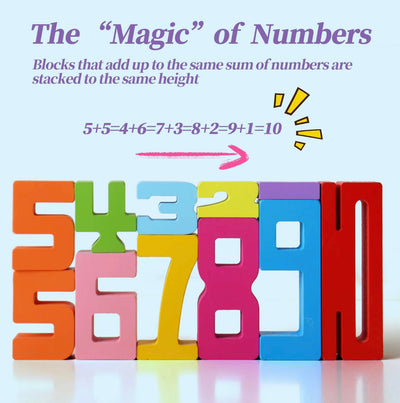 Juego de apilar números de madera – Juguete educativo Montessori para niños