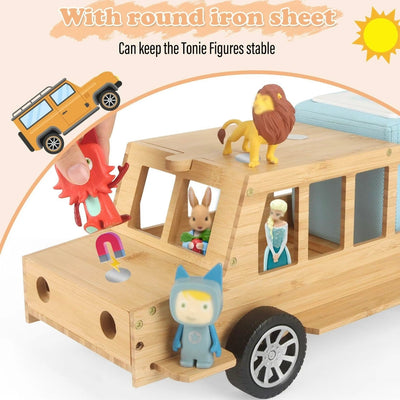 Étagère Murale Camion en Bois Faite à la Main pour Tonies – Organiseur Magnétique et Support d'Affichage pour 20 à 30 Figurines Toniebox