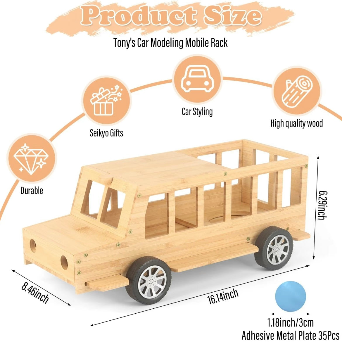 Étagère Murale Camion en Bois Faite à la Main pour Tonies – Organiseur Magnétique et Support d'Affichage pour 20 à 30 Figurines Toniebox
