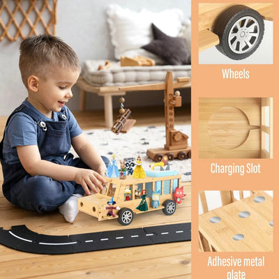 Étagère Murale Camion en Bois Faite à la Main pour Tonies – Organiseur Magnétique et Support d'Affichage pour 20 à 30 Figurines Toniebox