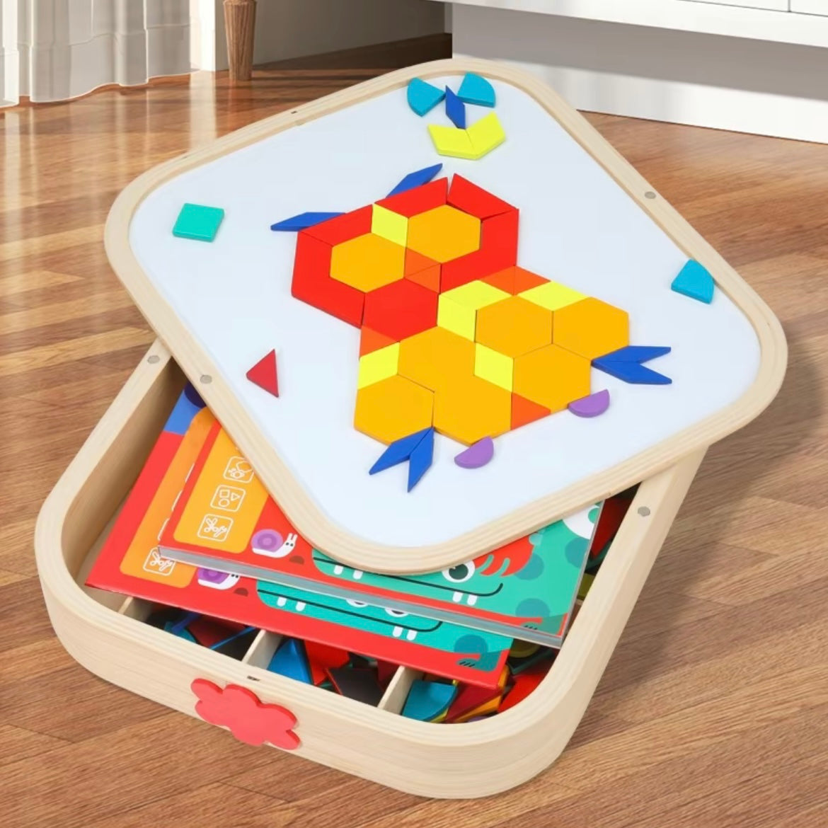 Blocs de motifs magnétiques en bois – Jouet puzzle Montessori de 288 pièces pour enfants de 4 à 8 ans