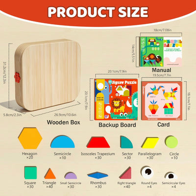 Blocs de motifs magnétiques en bois – Jouet puzzle Montessori de 288 pièces pour enfants de 4 à 8 ans
