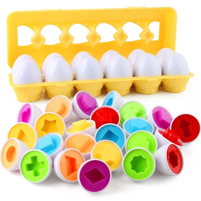Fidtoy Dinosaur Matching Eggs Toy for Toddlers – Montessori Shape Sorting Learning Eggs Set