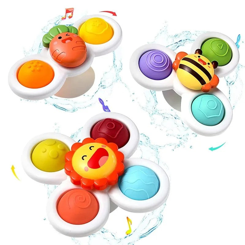 Fidtoy Baby Suction Cup Spinner 3 pieces Toy Pop It Sensory Bath Toy