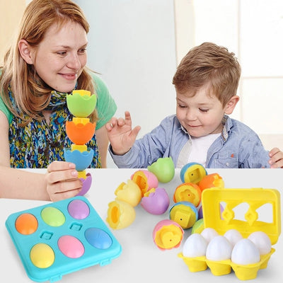 Fidtoy Dinosaur Matching Eggs Toy for Toddlers – Montessori Shape Sorting Learning Eggs Set