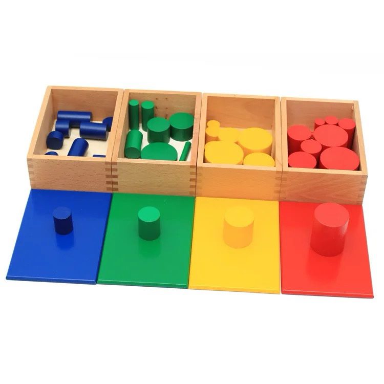 Cylindres sans boutons Montessori avec cartes de contrôle – Matériel sensoriel