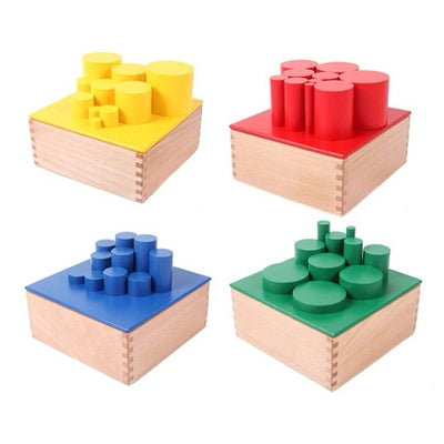 Cylindres sans boutons Montessori avec cartes de contrôle – Matériel sensoriel