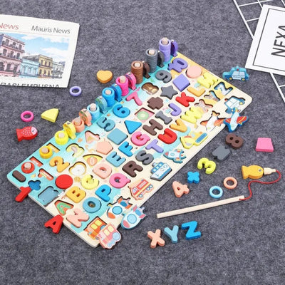 Fidtoy Montessori Language and Numbers Education Kit – Wooden Learning Toy for Toddlers
