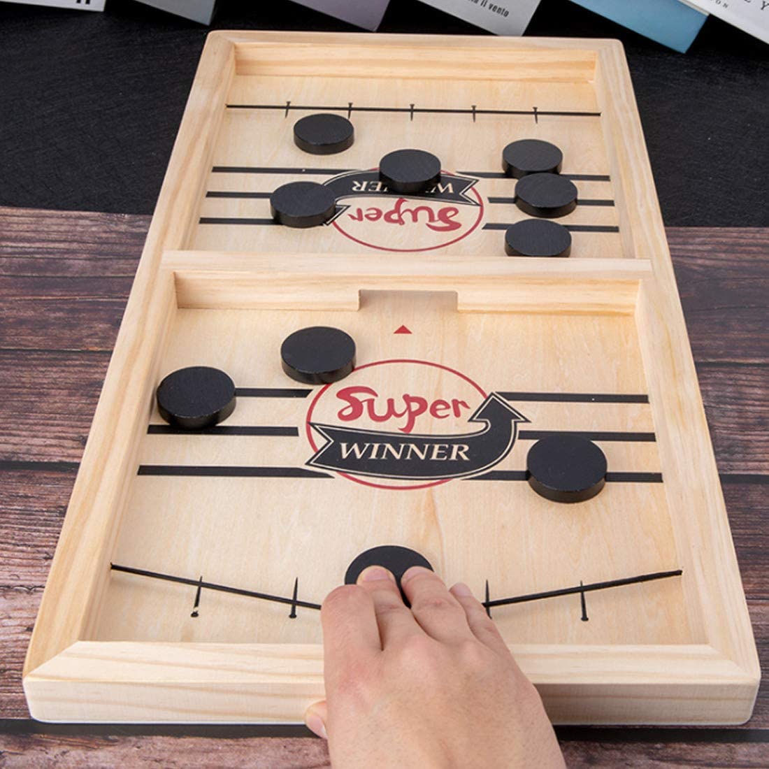 Juego de mesa Fidtoy Fast Sling Puck – Juego de mesa familiar de madera