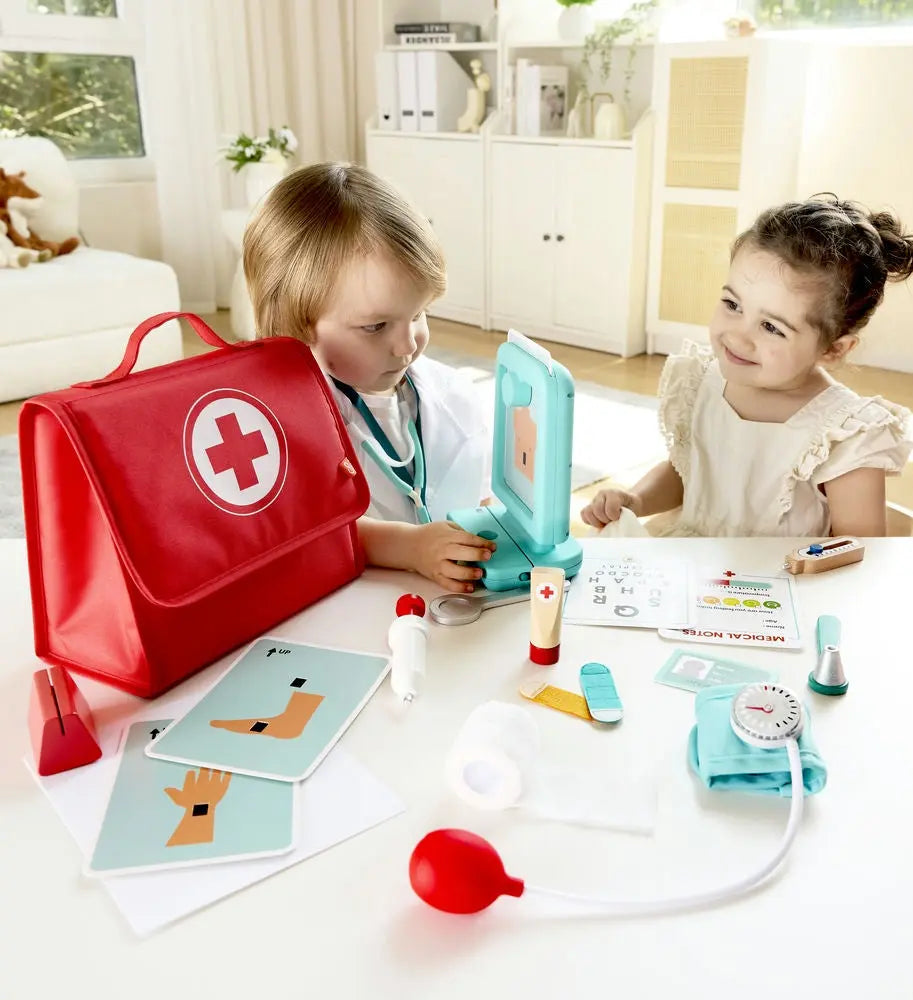 Juego de doctor Fidtoy para niños, kit médico de juguete para juegos de rol